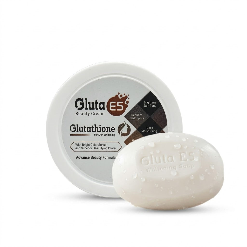 Gluta E5 Cream, Soap & Face Wash Bundle – Glutathione Skin Whitening & Brightening Set