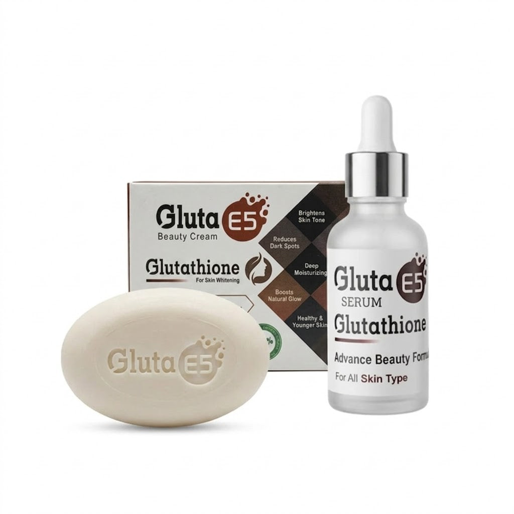 Gluta E5 Soap & Serum Bundle | Glutathione Skin Whitening & Brightening Set