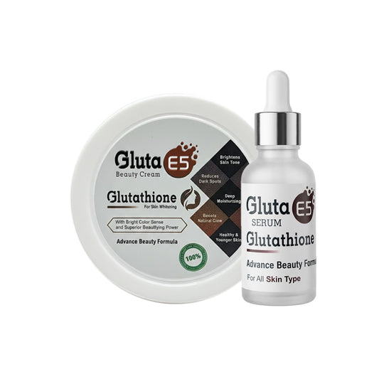 Gluta E5 Cream & Serum Bundle | Glutathione Skin Whitening & Brightening Set